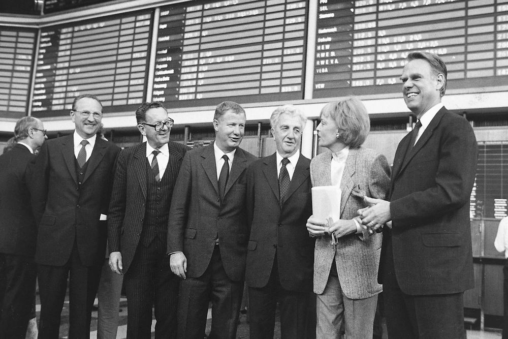 Dr. Hans-Otto Wieschermann, Dr. Helmut Sihler, Dr. Jürgen Manchot, Dr. Konrad Henkel with Gabriele Henkel and Dipl. Ing. Albrecht Woeste